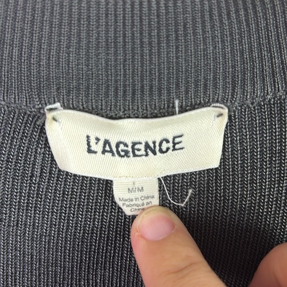 L’AGENCE Lucas longline button down ribbed cardigan dark grey size Medium - Picture 3 of 11